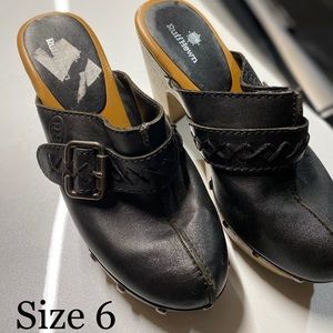 Ruffhewn block slip on heels